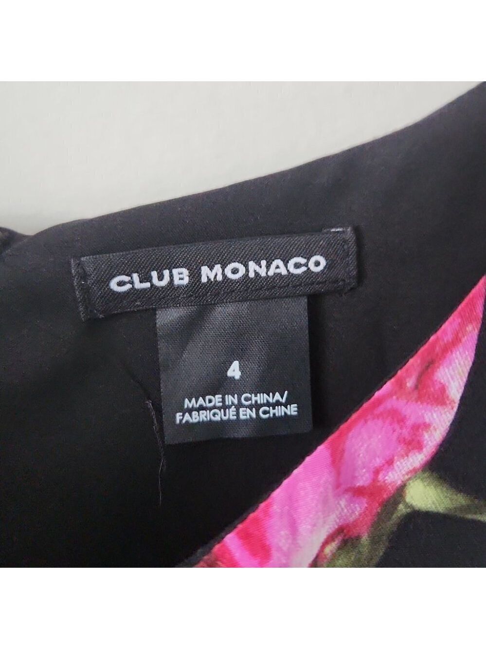 CLUB MONACO | 100% Silk Quynh dress floral black pink roses sz 4 - Picture 5 of 6